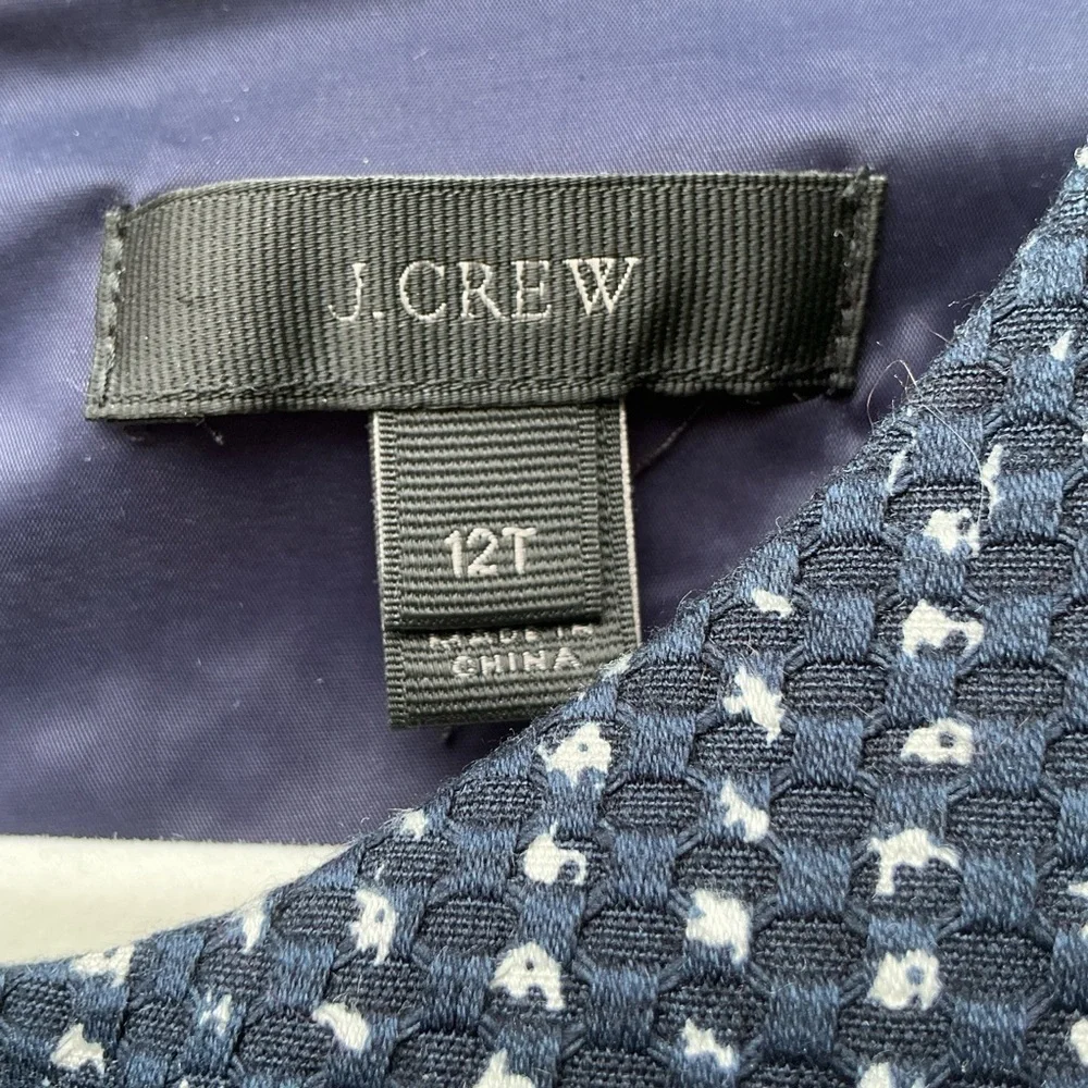 NWOT J. Crew Checkered Tweed Sheath Midi Dress Navy White Size 12T Bodycon Chic